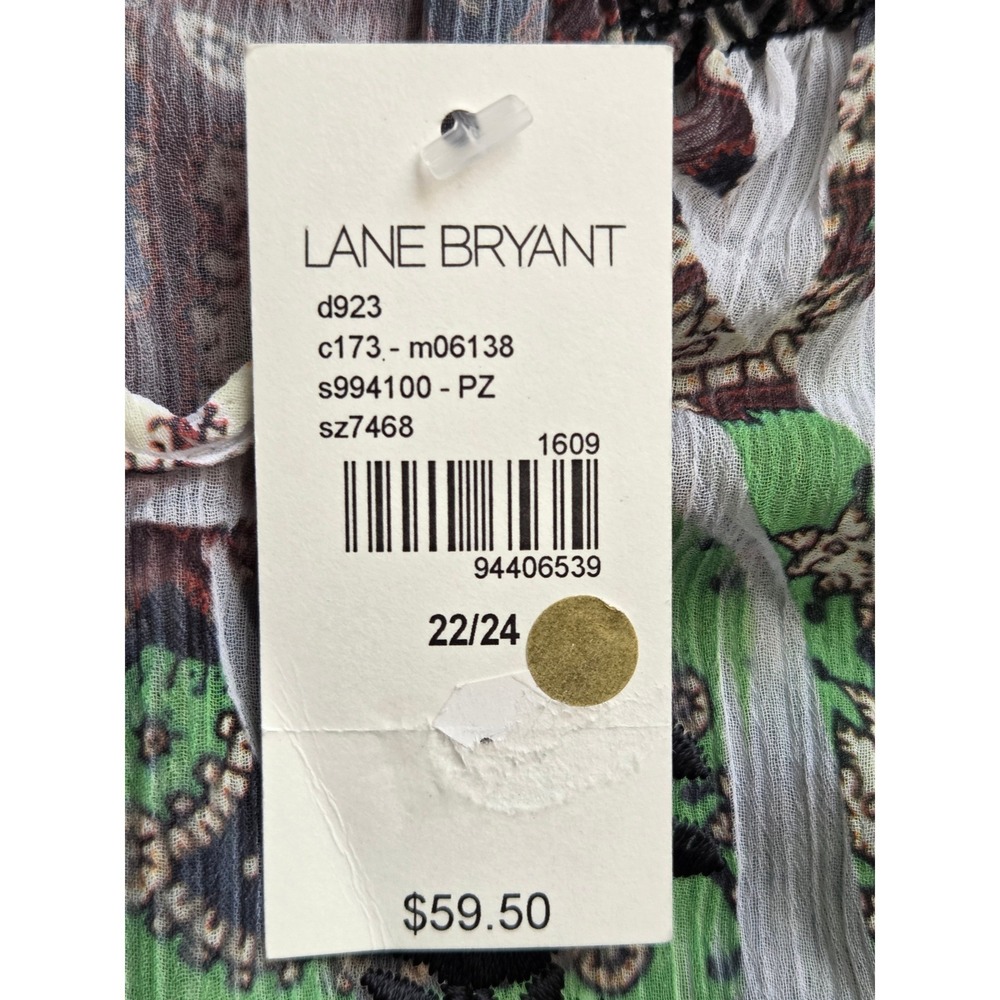 Lane Bryant Short Sleeve Blouse Smocked Embroidered Size 22/24 Red Multi NWT - Picture 7 of 7